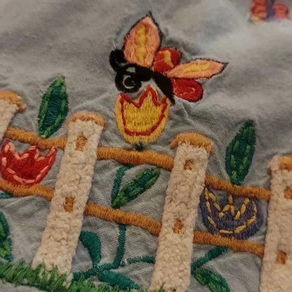 Vintage Keren Hart Gingham Floral Embroidered Spring Garden Button-Down - Picture 6 of 6